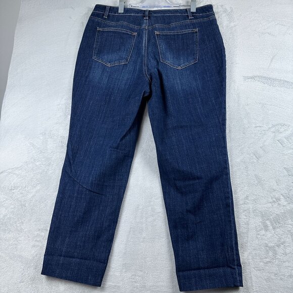 Talbots Jeans Womens Size 16W Straight Cropped Medium Wash High Rise Blue - Picture 2 of 12